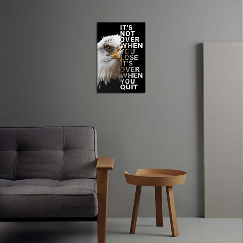 KAWAHONE Inspirational Canvas Wall Art It’S Not Over When You Lose It’S Over When You Quit Eagle Poster Canvas Print - Image 2