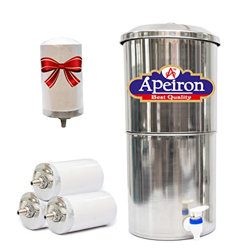 Apeiron Purifier Water Filter With 3 Candle - 27 Litre, Activated Carbon, Silver - Image 1