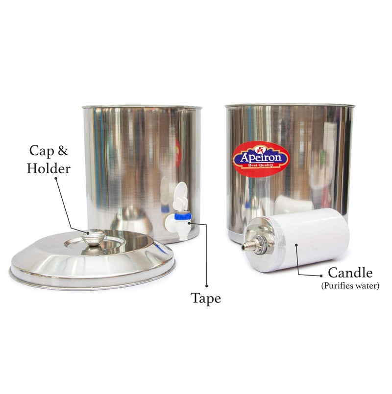Apeiron Purifier Water Filter With 3 Candle - 27 Litre, Activated Carbon, Silver - Image 5