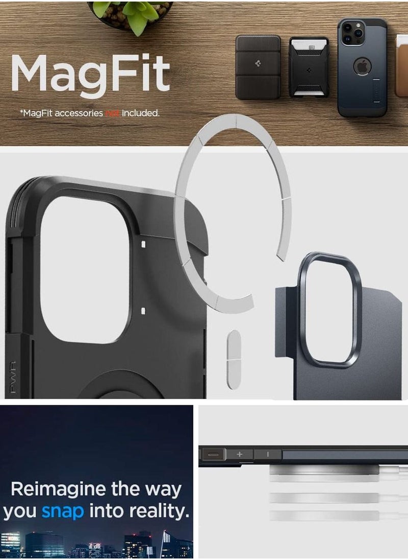 Spigen Tough Armor Magfit for iPhone 14 Pro Case Cover with MagSafe - Metal Slate  - Image 5