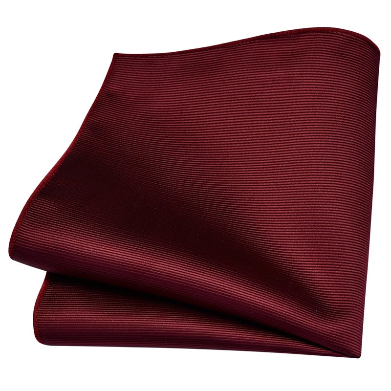 Branduce Burgundy Tie Set for Men Wedding Solid Jacquard Woven Wine Red Necktie Pocket Square Tie Clip and Lapel Pin Brooch Set (TA15-06) - Image 3