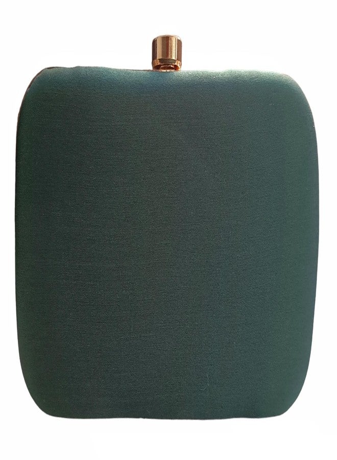 DUCHESS Women Green Hand Embroidered Clutch Purse (7" x 4") - Image 4