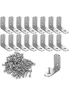 Generic 16PCS Heavy Duty Stainless Steel Corner Braces L Brackets 2x2, 90 Degree Joint Right Angle L Shape Bracket for Furniture Wood Cabinets Shelf,Package Include Screws  - Image 1