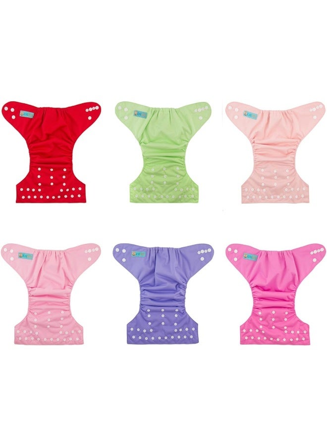 ALVABABY Baby Cloth Diapers 6 Pack with 12 Inserts Adjustable Washable and Reusable Pocket Diapers for Baby Girls - Image 2