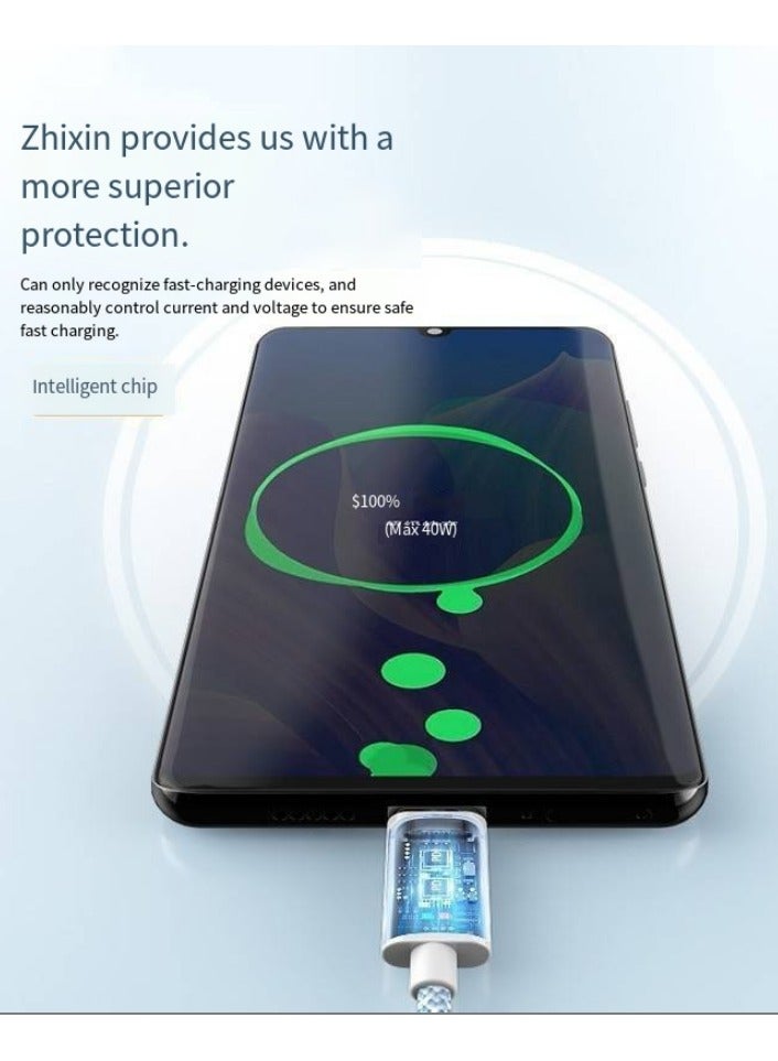 Type C-Type C خط شحن هاتف محمول (أخضر، 2 متر) - Image 3