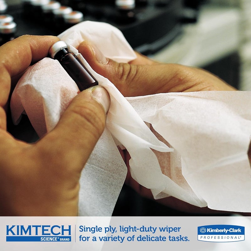 KIMTECH مناديل كيم وايبس ذات طبقة واحدة، 4-7/16" × 8-7/16"، بيضاء، علبة تحتوي على 280 منديل - Image 4