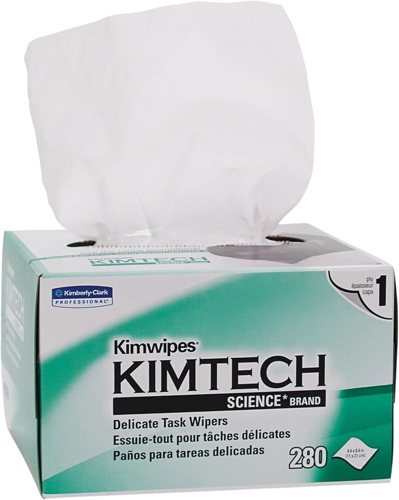 KIMTECH مناديل كيم وايبس ذات طبقة واحدة، 4-7/16" × 8-7/16"، بيضاء، علبة تحتوي على 280 منديل - Image 1