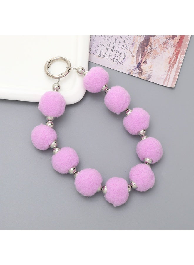 NIBEMINENT Beaded Phone Lanyard, Anti Lost Removable Wrist Strap, Soft Round Ball Bracelet Pendant, Phone Keychain Lanyard,K2460/Purple