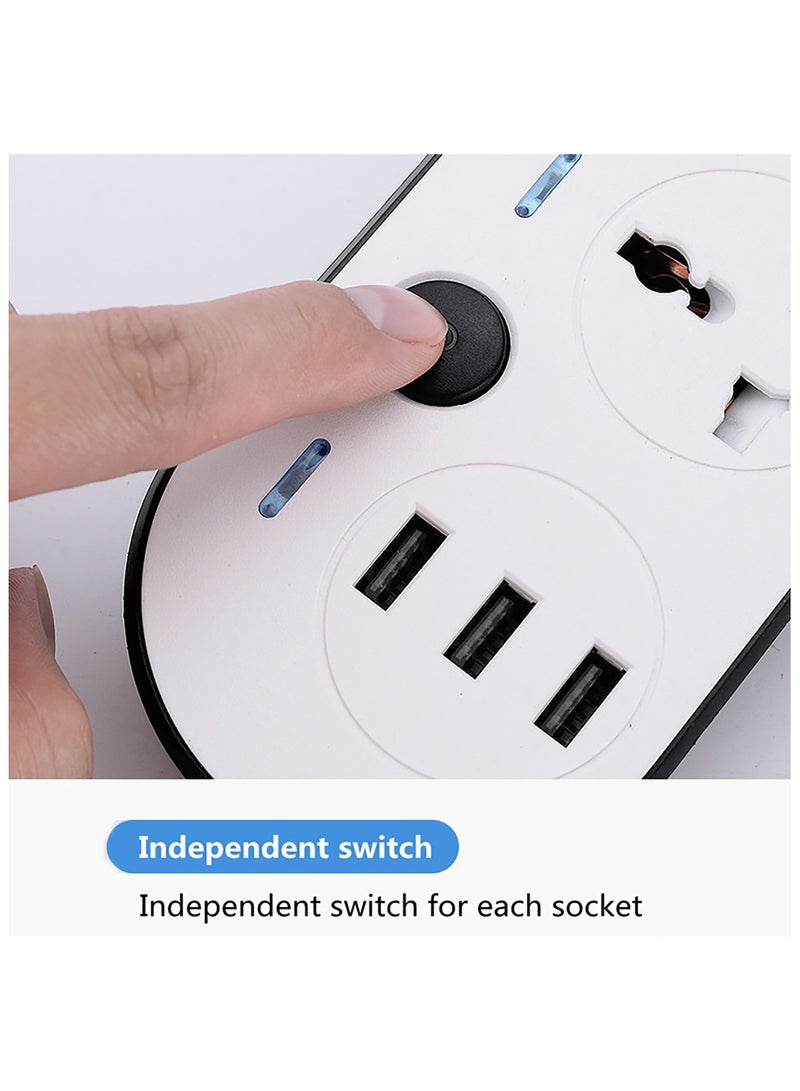 ELONSEY 5 Meter Universal Power Extension Cord with 4 Outlets and 3 USB Ports, Power Strip with Surge Protection, Heavy Duty Universal Extension Lead - White  - Image 5
