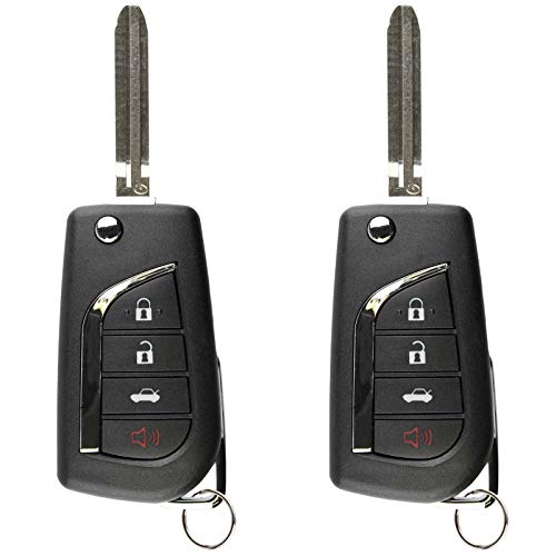 KeylessOption 2X KeylessOption Keyless Entry Remote Car Key Fob Control 4-Button Flip Replacement with Uncut Ignition Blade for 2018 2019 2020 2021 2022 Toyota Camry (HYQ12BFB, H CHIP) - Image 1