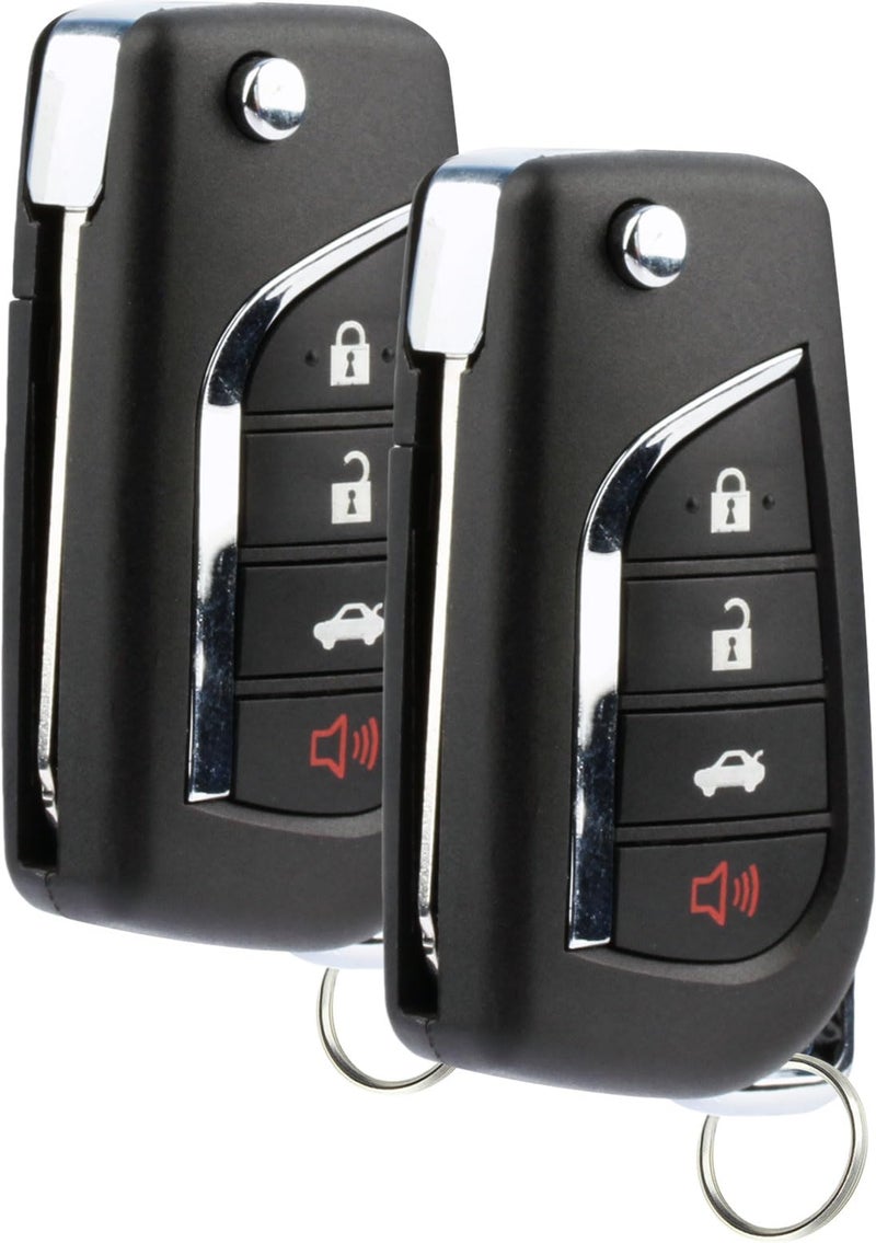 KeylessOption 2X KeylessOption Keyless Entry Remote Car Key Fob Control 4-Button Flip Replacement with Uncut Ignition Blade for 2018 2019 2020 2021 2022 Toyota Camry (HYQ12BFB, H CHIP) - Image 2