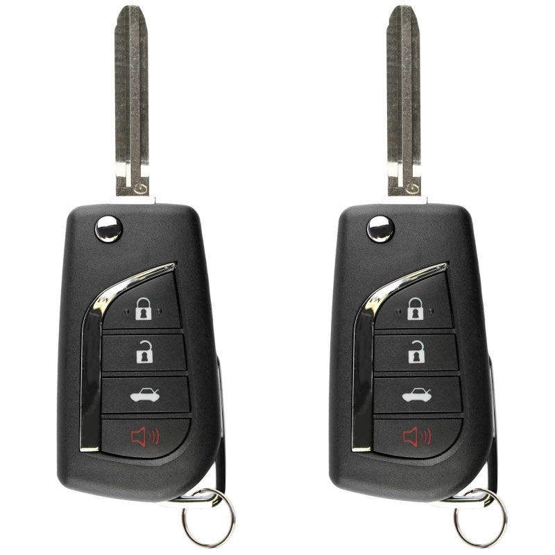 KeylessOption 2X KeylessOption Keyless Entry Remote Car Key Fob Control 4-Button Flip Replacement with Uncut Ignition Blade for 2018 2019 2020 2021 2022 Toyota Camry (HYQ12BFB, H CHIP) - Image 5