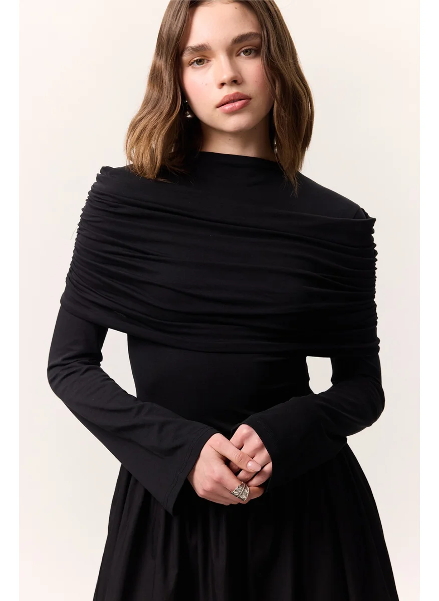 Manuka Draped Shoulder Dress