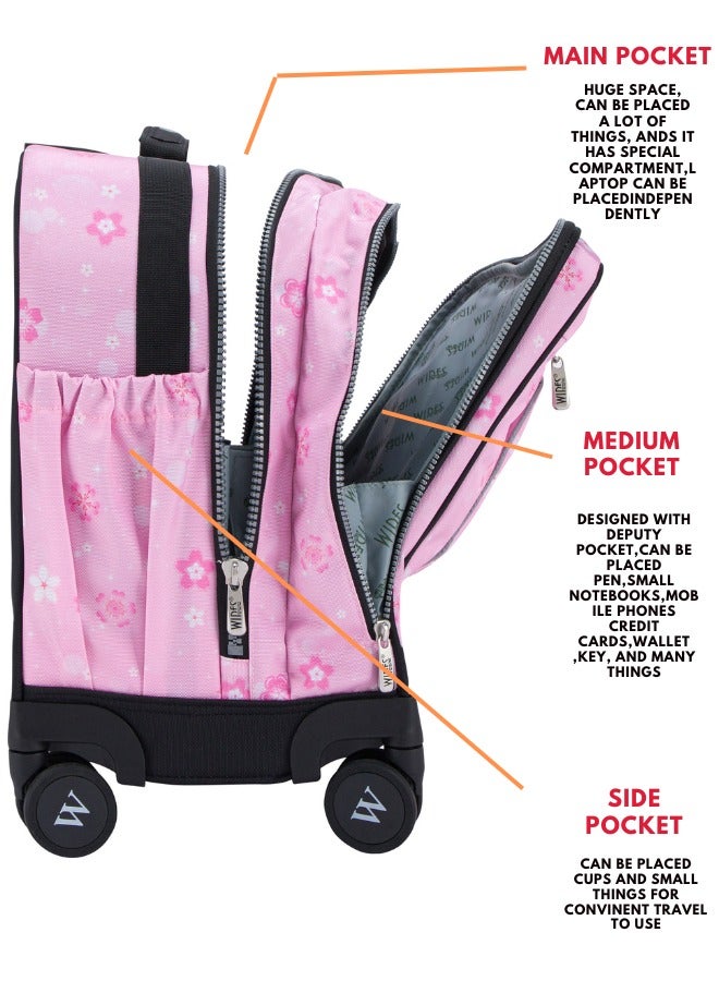 Wires 3 Piece Kids School Trolley Bag laptop compartment 8 Wheels With Lunch bag u0026 Pencil Case - Image 4