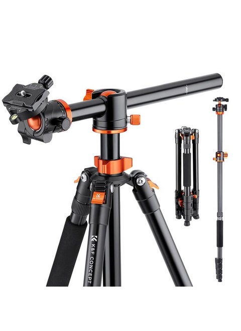73 inch /186cm Camera Tripod,Transverse Center Column Aluminium DSLR Tripod with 360 Degree Ball Head 10kg Load Capacity,Quick Release Plate,Detachable Monopod T255A3+BH-28L