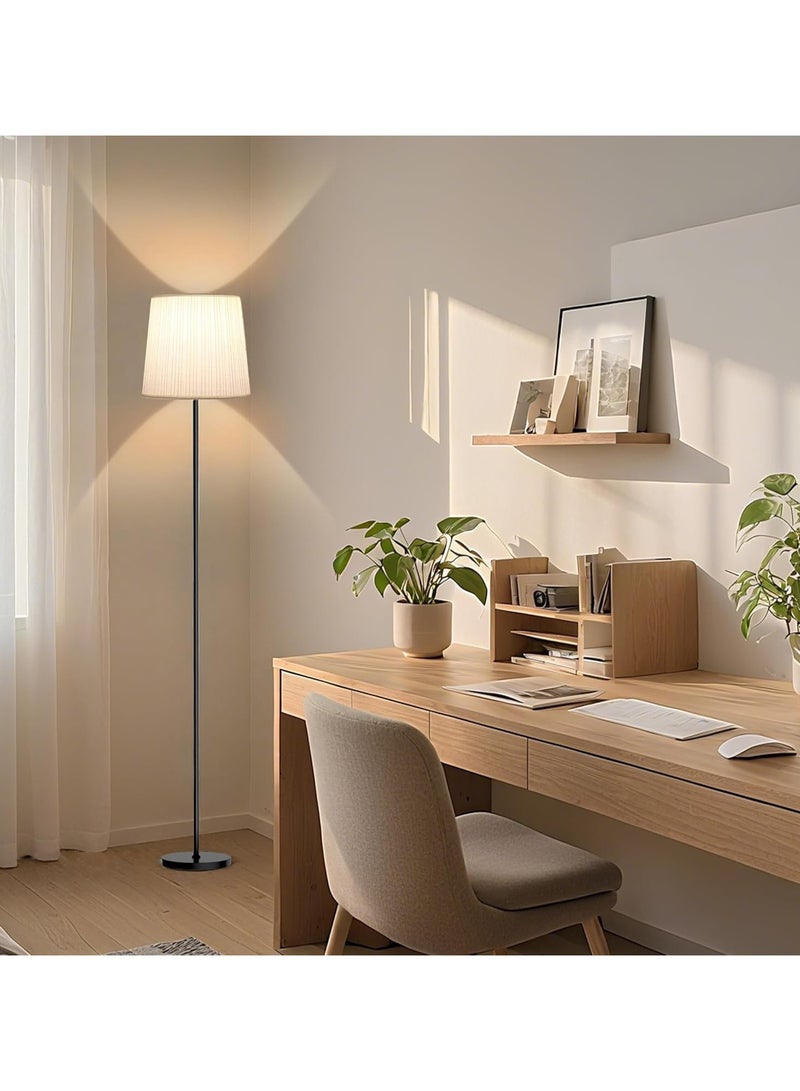 TDAO Simple Modern Floor Lamp with Beige Pleated Shade - 3 Color Temps LED Standing Lamp with Switch, 7W LED Bulb Included, 56" Floor Reading Light for Living Room Bedroom Office Corner Dorm Kids, Black - Image 4