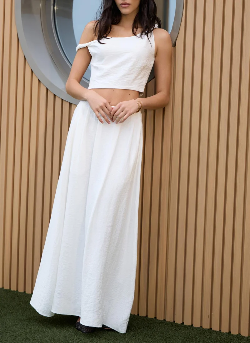 Lichi One shoulder top in crinkle-effect fabric