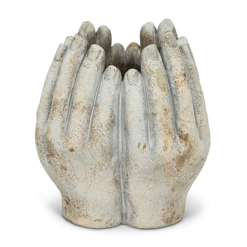 Abbott Collection Small Tall Hands Cement Planter-7" H - Image 1