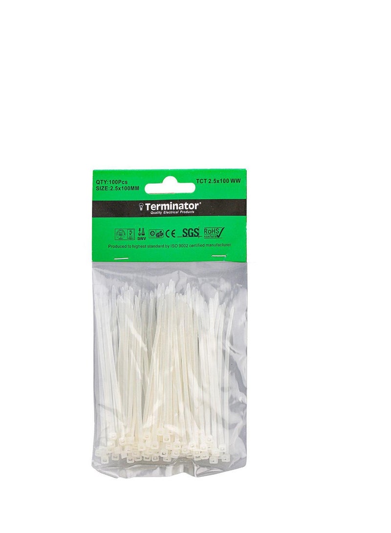 Terminator Terminator Cable Ties White 100PCS TCT 2.5X100 WW