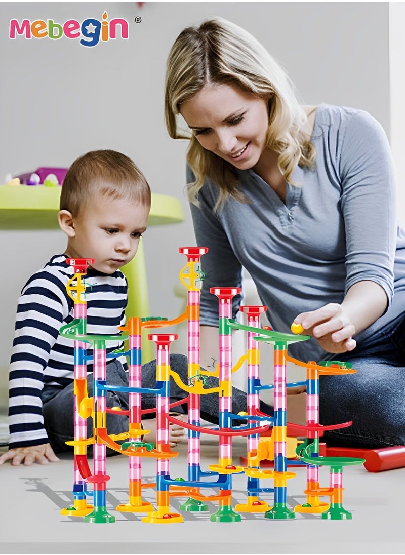 MEBEGIN - Marble Run Set 133pcs Construction Building Blocks Toys,3D Stacking Blocks Track Toys DIY Assembly Maze Pipe Building Sets - Image 1