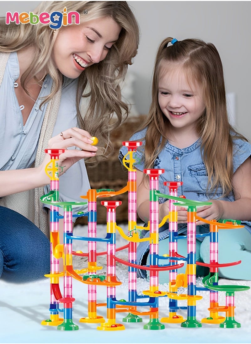 MEBEGIN - Marble Run Set 133pcs Construction Building Blocks Toys,3D Stacking Blocks Track Toys DIY Assembly Maze Pipe Building Sets - Image 1