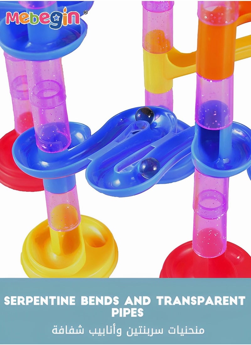 MEBEGIN - Marble Run Set 133pcs Construction Building Blocks Toys,3D Stacking Blocks Track Toys DIY Assembly Maze Pipe Building Sets - Image 1