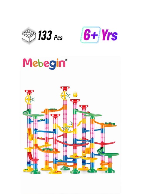 Marble Run Set 133pcs Construction Building Blocks Toys,3D Stacking Blocks Track Toys DIY Assembly Maze Pipe Building Sets