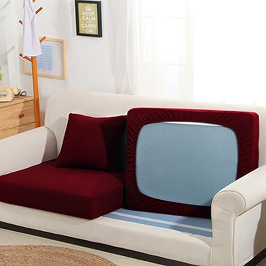 Dream King Terry Polycotton Sofa Seat Protector Flexible Elastic Stretchable Sofa Cover Sofa Protector Five Seater Color Maroon Size 23 inch X 23 inch Pack of 10 - Image 5