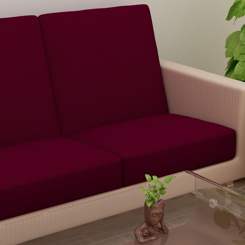 Dream King Terry Polycotton Sofa Seat Protector Flexible Elastic Stretchable Sofa Cover Sofa Protector Five Seater Color Maroon Size 23 inch X 23 inch Pack of 10 - Image 3