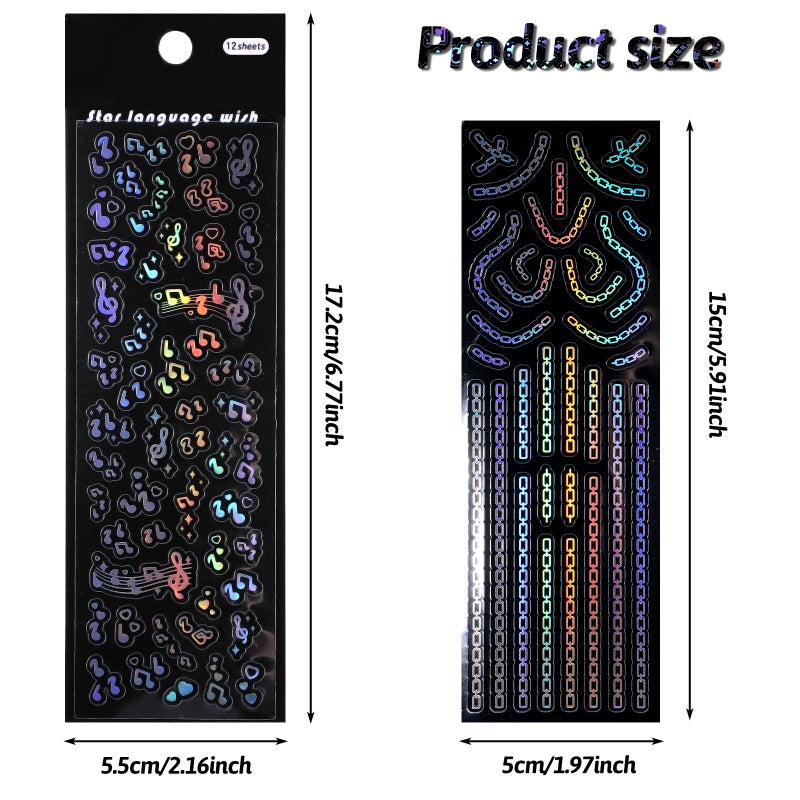 Yolev 36 Sheets Holographic Deco Stickers Shiny Tiny Stickers Self Adhesive Clear Glitter Star Moon Sticker for Photocards Scrapbook Journal Craft Album DIY Decoration - Image 3