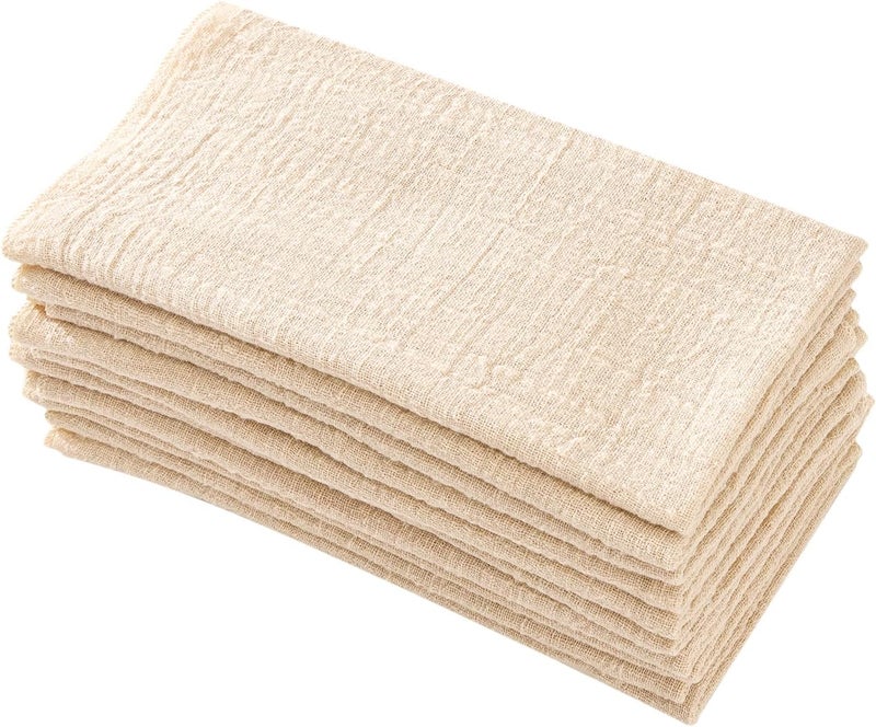 JINVASE Dinner Cloth Napkins 10 PackGauze Napkins 100 Natural Soft CottonWashable Napkins Great for Weddings DecorativeDinner PartiesFamily Everyday Use40 40cm 16 16 inchesBeige - Image 1