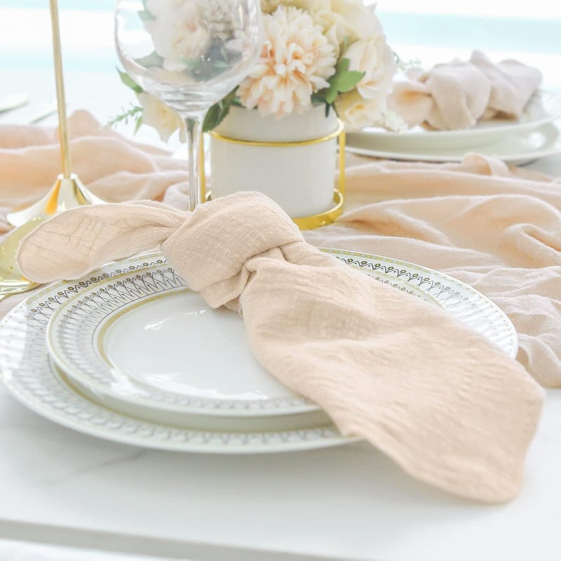 JINVASE Dinner Cloth Napkins 10 PackGauze Napkins 100 Natural Soft CottonWashable Napkins Great for Weddings DecorativeDinner PartiesFamily Everyday Use40 40cm 16 16 inchesBeige - Image 3