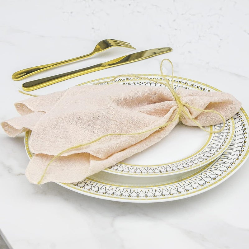 JINVASE Dinner Cloth Napkins 10 PackGauze Napkins 100 Natural Soft CottonWashable Napkins Great for Weddings DecorativeDinner PartiesFamily Everyday Use40 40cm 16 16 inchesBeige - Image 5