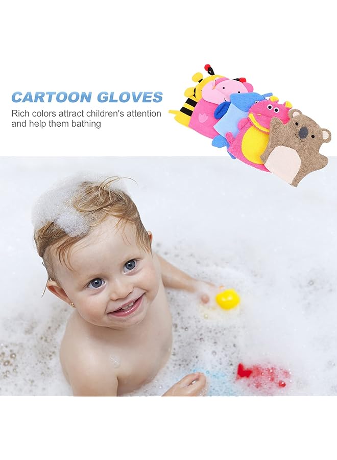 KASTWAVE Sponges For Bath 5Pcs Kids Bath Sponge Mitt Glove Baby Sponge Super Soft For Bathing Toddler Cute Animal Shower Bathing Mitt Loofah Soft Wash Gloves Body Scrub For Baby Toddler - Image 5