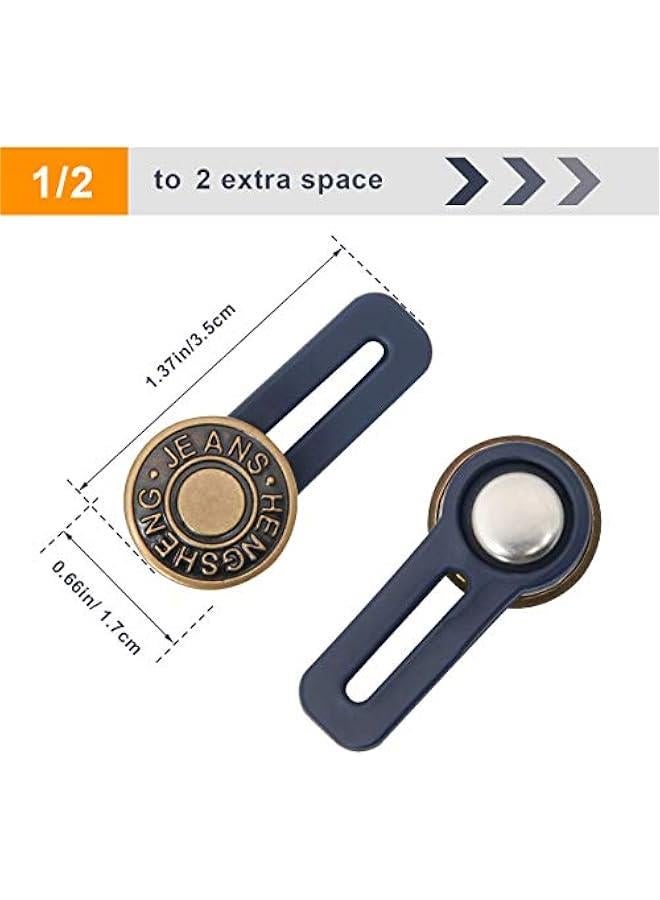 6 PCS Pants Extender on,  Waistband Extender ons for Men and Women, Jeans Waist Expander Metal Buckle No Sew Buckle for Expander Jeans Pants Collar (1.4in) - Image 2