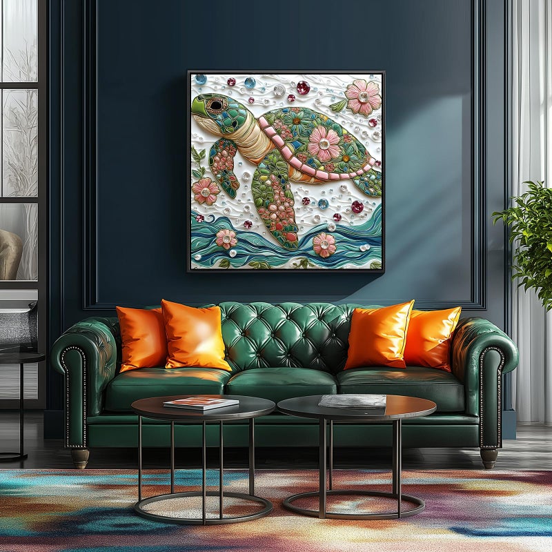 MINIWAN Sea Turtle Jigsaw Puzzles for Adults 500 Pieces Colorful Crystal Flower Ocean Puzzles Pretty Diamond Art Puzzle Difficult Unique Family Challenging Games Gift for Teens Adults Puzzle (20"x20") - Image 5