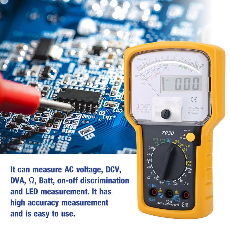 Multimeter: 2-in-1 Analog Digital Dual Display - High Accuracy 8 Functional Areas 20 Ranges Large Clear Screen for AC DC Voltage Resistance Battery Measurement - Image 4