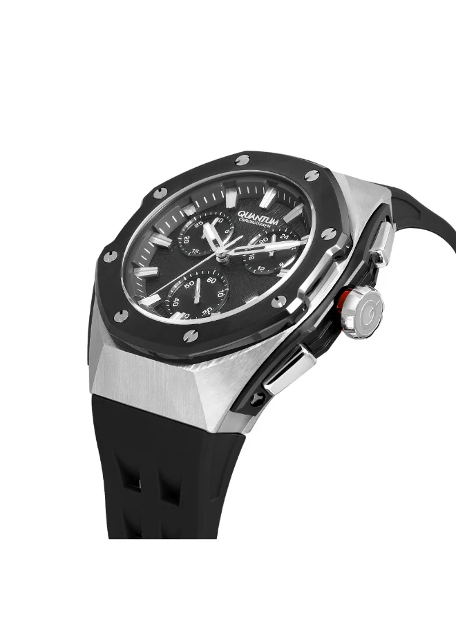 Quantum black Men's Silicone Chronograph Watch HNG1170.351 - 46 mm for Men | Best Price UAE
