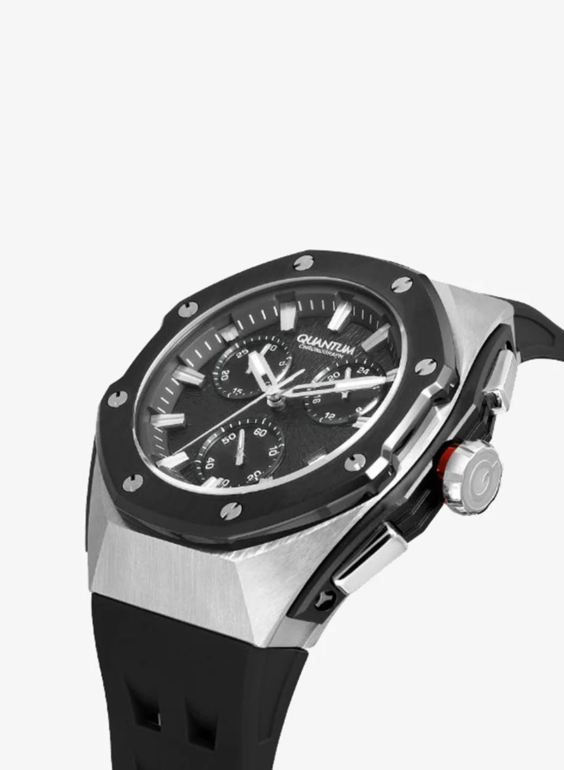 Quantum black Men's Silicone Chronograph Watch HNG1170.351 - 46 mm for Men | Best Price UAE