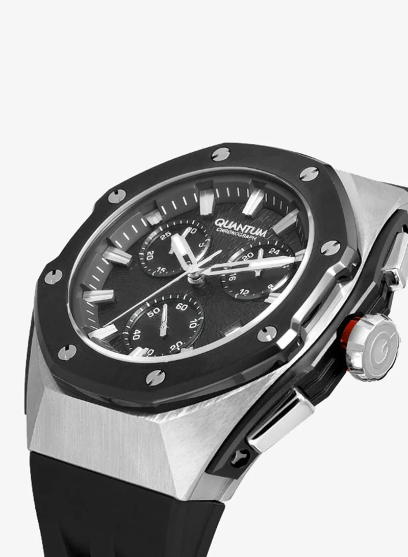 Quantum black Men's Silicone Chronograph Watch HNG1170.351 - 46 mm for Men | Best Price UAE