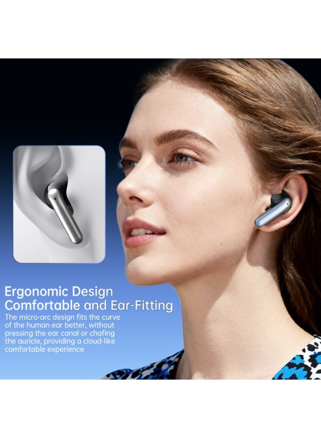 TWS Bluetooth Earbuds Wireless with Dual 13mm Copper Ring Speakers, Touch Control, 4-5H Playtime - Gun Black & Silver - Image 4