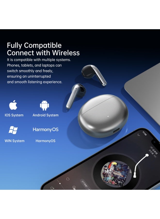TWS Bluetooth Earbuds Wireless with Dual 13mm Copper Ring Speakers, Touch Control, 4-5H Playtime - Gun Black & Silver - Image 5