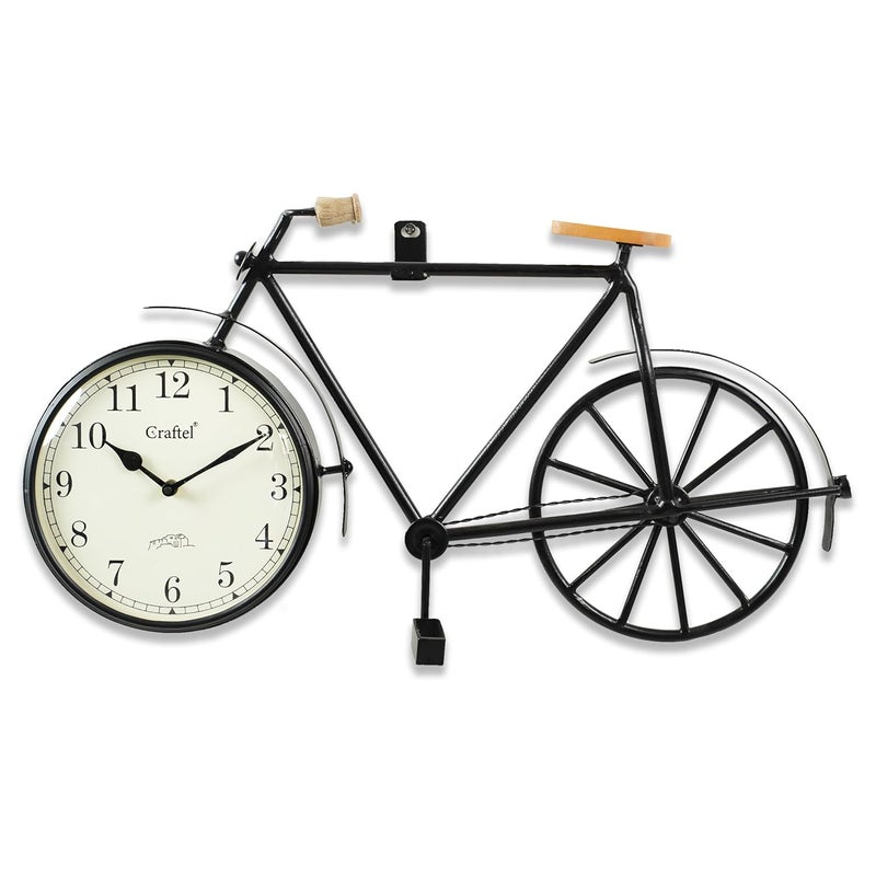 CRAFTEL CRAFTEL Iron Cycle Shaped Powder Coated Handmade Analog Wall Clock For Bedroom Living Room Hall Home And Office 24 X 12Black - Image 3
