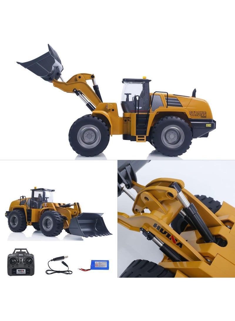 HUINA MYTOYS 1583 1/14 Scale 10-Channel RC Wheel Loader Toy Truck with Alloy Cab and Bucket - Image 4
