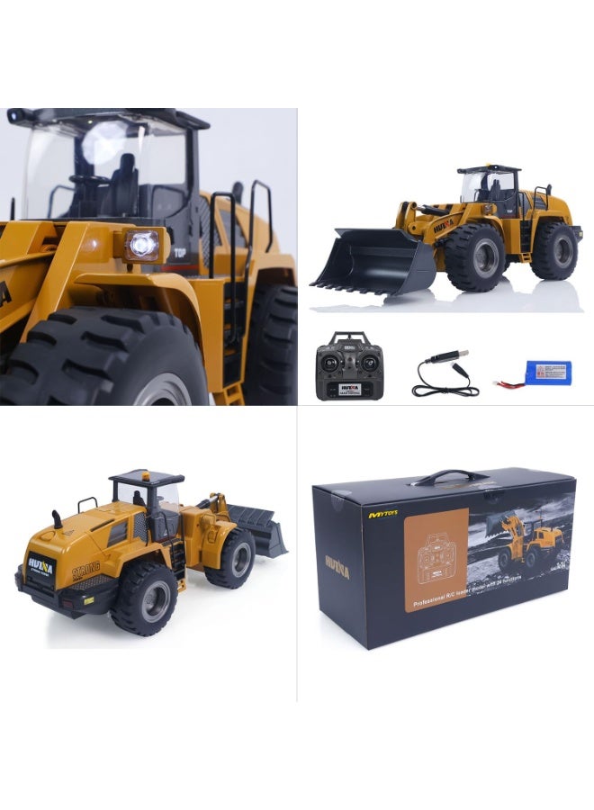 HUINA MYTOYS 1583 1/14 Scale 10-Channel RC Wheel Loader Toy Truck with Alloy Cab and Bucket - Image 5