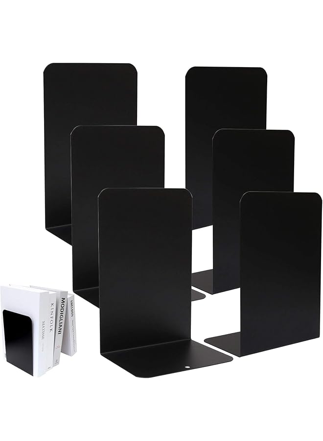 Arabest Book Ends Bookends For Shelves Premium Book Ends For Heavy Books Metal Book Shelf Holder Home Decorative For Books Movies Cds Video Games Metal Bookends Black 4 Pairs 8 Pieces - Image 1