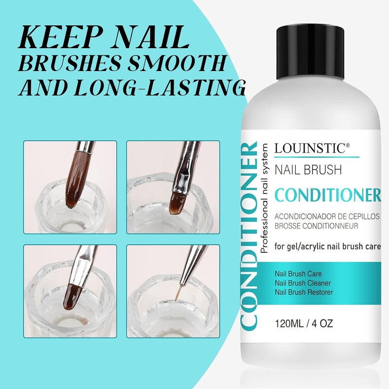 LOUINSTIC Acrylic Nail Brush Cleaner - Quickly Clean Gel/Acrylic Nail Brushes, Paint Brushes, Airbrushes, Art Tools, Nail Brush Cleaner Conditioner Preserver and Restorer 4 OZ - Image 5