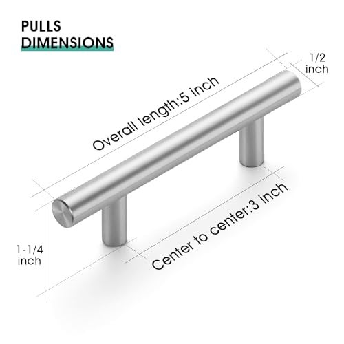 JOY DECOR 30 Pack 5 Inch Cabinet Pulls Kitchen Cabinet Handles with 3 Inch Hole Center Brushed Nickel Cabinet Hardware Stainless Steel Kitchen Drawer Pulls for Cabinets Cupboard, 76mm Hole Centers - Image 3