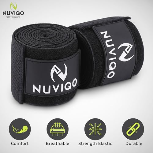 Nuviqo Knee Wraps (Pair) for Weightlifting – 78 Inch Maximum Compression Wrap for Squats & Pain Relief, Ideal for Men & Women, Powerlifting, Cross Training & Leg Day in the Gym - Image 3