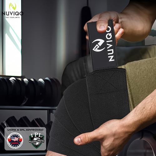 Nuviqo Knee Wraps (Pair) for Weightlifting – 78 Inch Maximum Compression Wrap for Squats & Pain Relief, Ideal for Men & Women, Powerlifting, Cross Training & Leg Day in the Gym - Image 5